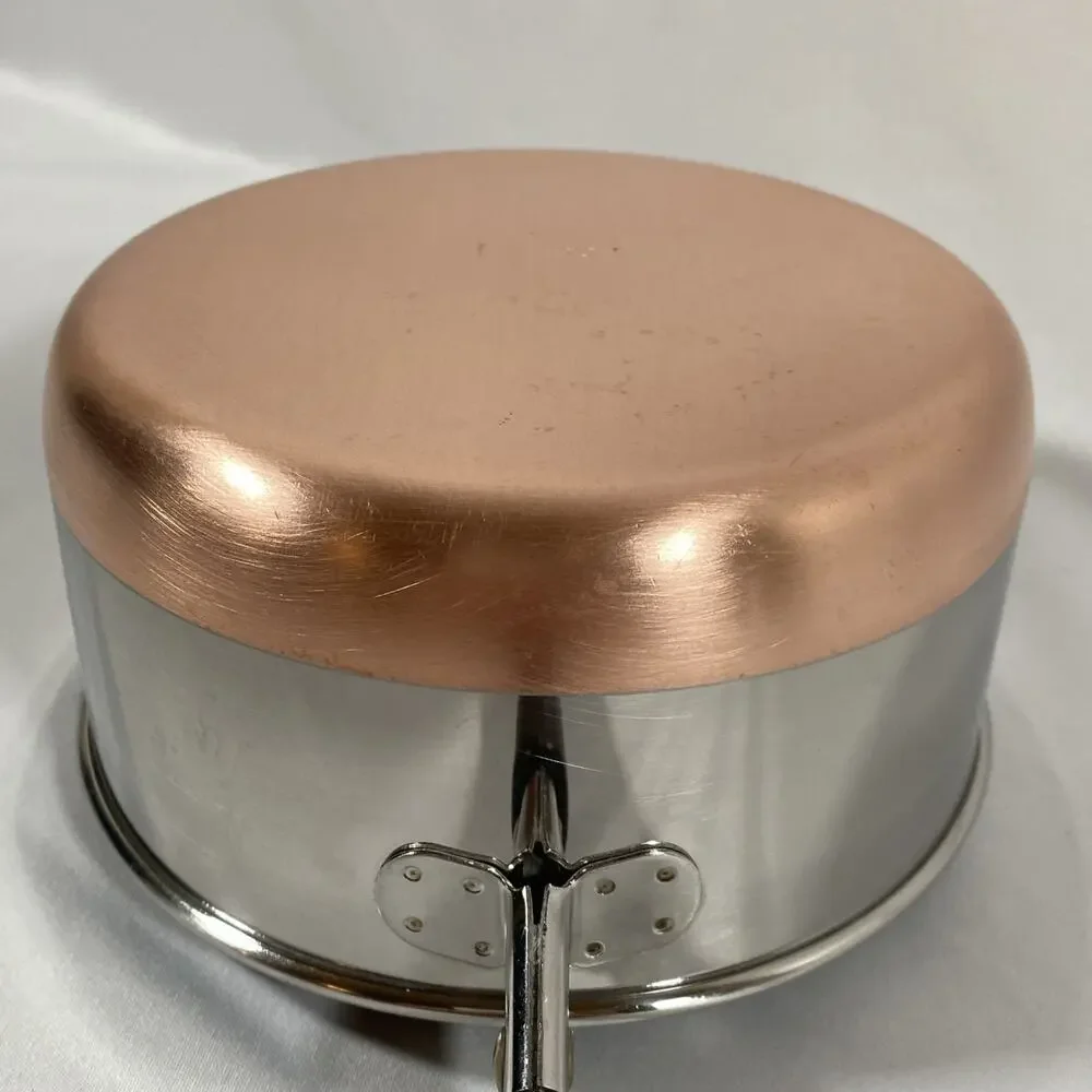 Revere Ware 1 Qt Quart Copper Bottom Sauce Pan, Lid Clinton 90 j Stainless Steel